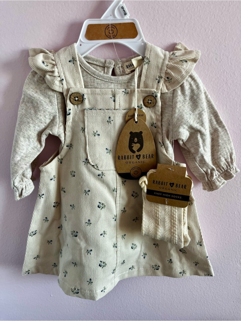 Cream Floral Pinafore Dress